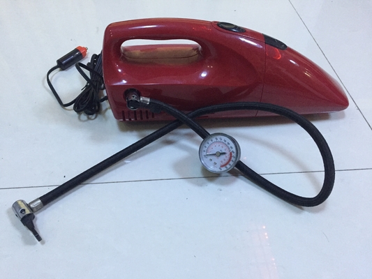 Máy hút bụi ô tô cầm tay lạ mắt 2 trong 1 DC 12V màu đỏ và vàng dành cho ô tô có bơm hơi