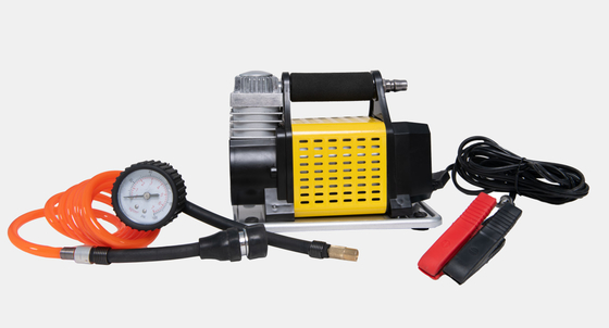 DC12V kim loại bơm lốp xe ô tô di động với máy đo áp suất kim loại và ống