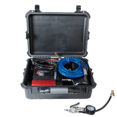 Off-road máy nén không khí hai xi lanh với hộp nhựa lốp xe hơi inflator