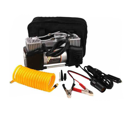 Máy nén không khí xe hơi bằng kim loại 2 xi lanh DC12Volt với máy đo áp suất