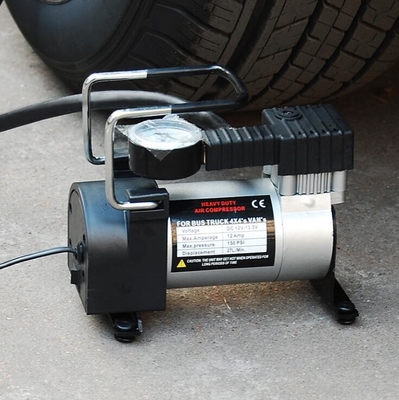Máy nén khí di động bằng kim loại 12v cho ô tô Màu đen bạc Xi lanh đơn