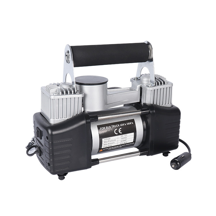 Máy nén không khí kim loại hai xi lanh với túi xách Máy nén không khí áp suất cao DC 12V