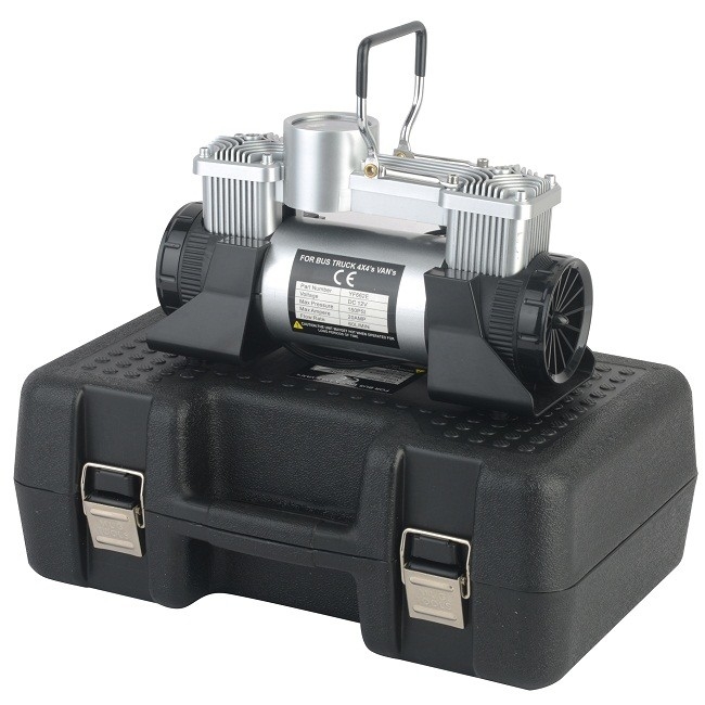 DC12V máy nén không khí xe hơi kim loại di động với hộp nhựa máy nén bộ