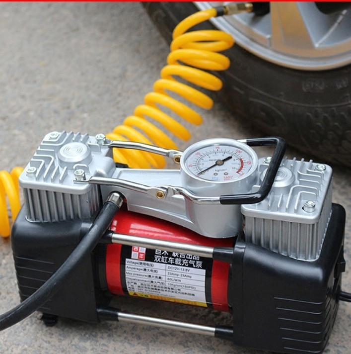 Máy nén không khí cầm tay áp suất cao với xi lanh kép để bơm lốp xe hơi