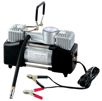 Giá tốt. Máy nén không khí xe hơi bằng kim loại 2 xi lanh DC12Volt với máy đo áp suất trực tuyến