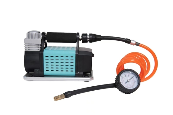 Máy nén không khí ô tô di động DC12V kim loại với máy đo áp suất kim loại