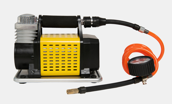 DC12V kim loại bơm lốp xe ô tô di động với máy đo áp suất kim loại và ống