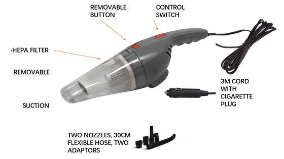 DC12V Máy hút bụi xe cầm tay Bộ lọc HEPA với bảo hành một năm